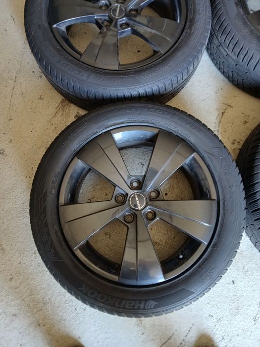Jante aliaj R17,  5x112 , 6.5Jx17H2 , ET41 , Butuc 57,1 echipate cu anvelope iarnă 215/55/R17 Hankook Dot 2017