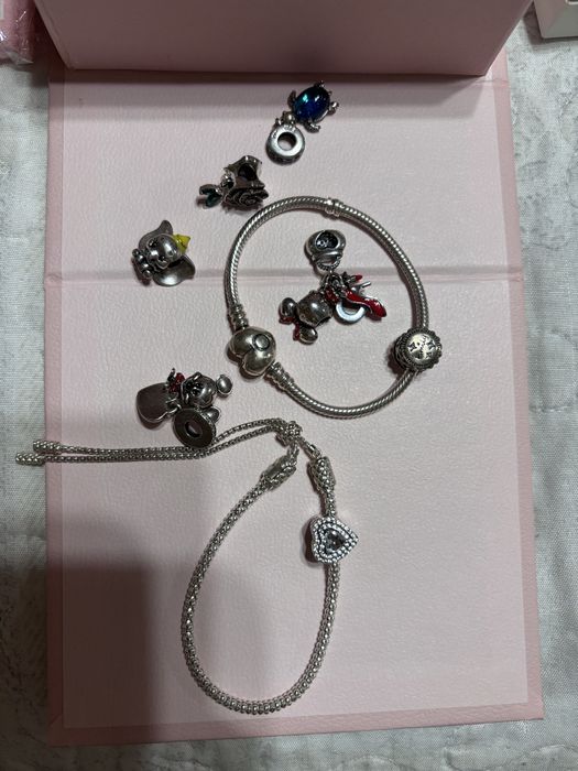 Комплект Pandora – 2 гривни + 8 талисмана – оригинал“