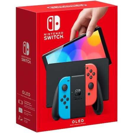 Nintendo Switch OLED, game console (neon rosu/neon albastru)