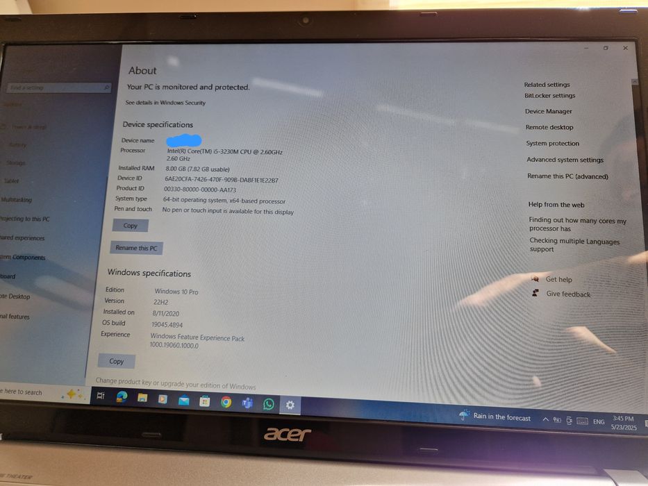 Laptop Acer Aspire V3- 771G-53238G50Makk
MODEL NO.
5/2 59): VA70