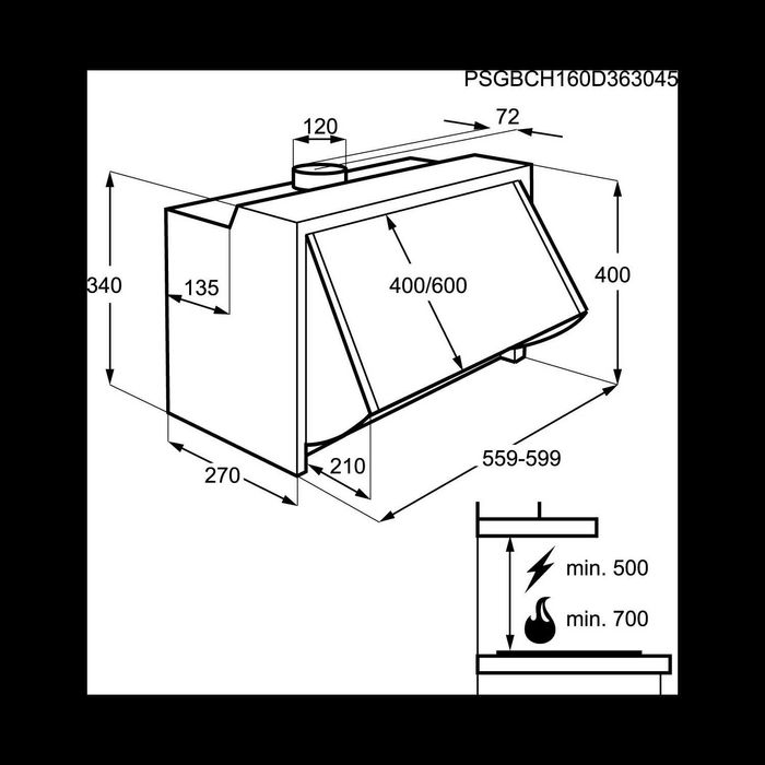 Аспиратор за под шкаф AEG DEB2631S 60см.