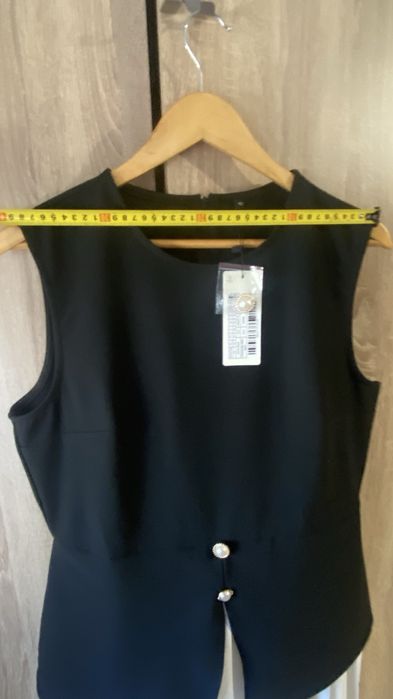 Noua cu eticheta, rochie plisata alb negru, XL/42
