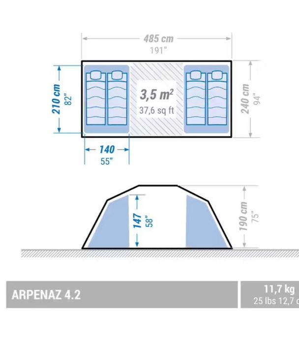Vând un cort camping QUECHUA de 4 persoane