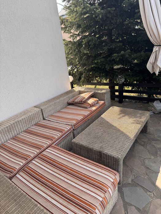 Canapea exterior ratan natural+4 scaune-Mobexpert 1190 ron