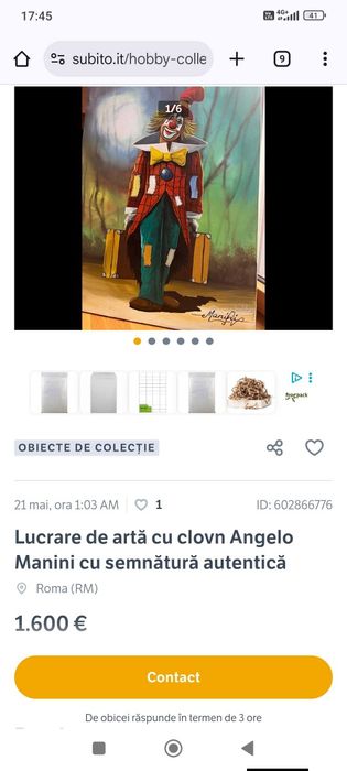 Tablou Original/Autentic Cu Document De Autenticitate Angelo Manini