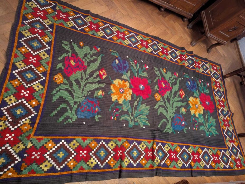 Chilim/covor tradițional Oltenesc țesut manual piesă autentică, 1940