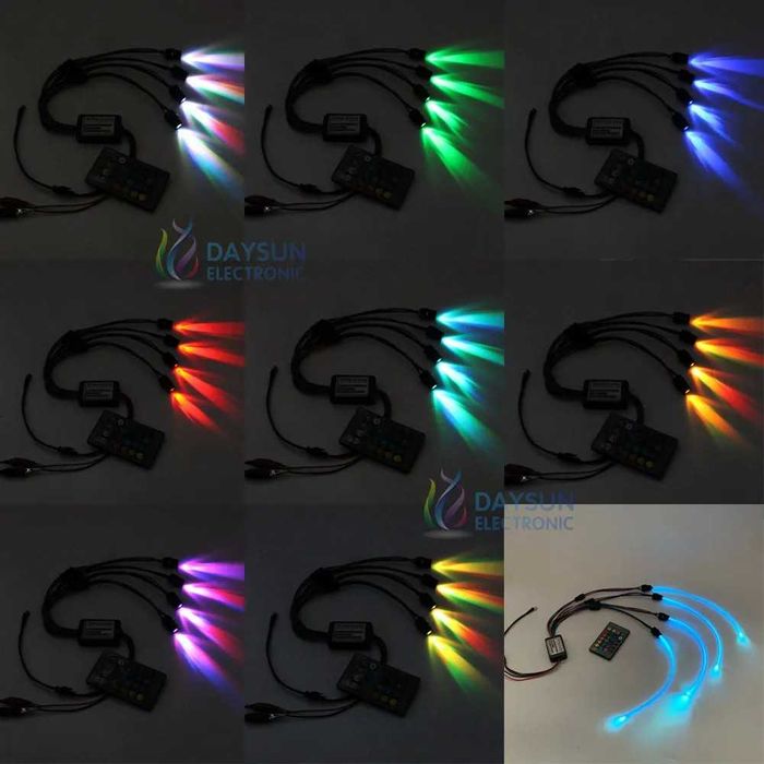 LED източник на светлина за странично светещи оптични влакна с 4 глави