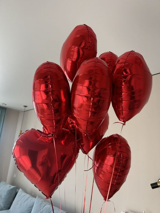 Гелевые шары в форме сердца 9шт