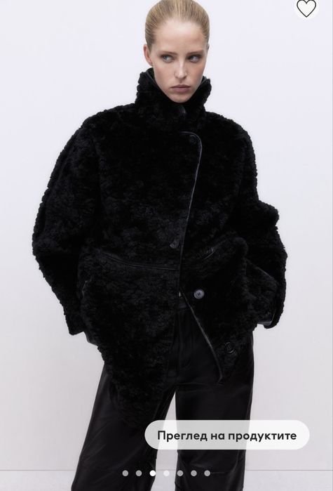 Черно пухкаво  палто H&M