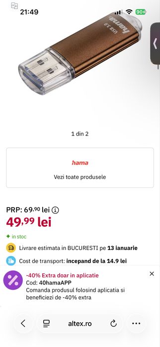 Stick USB / Flashdrive HAMA 64GB 70mb/s