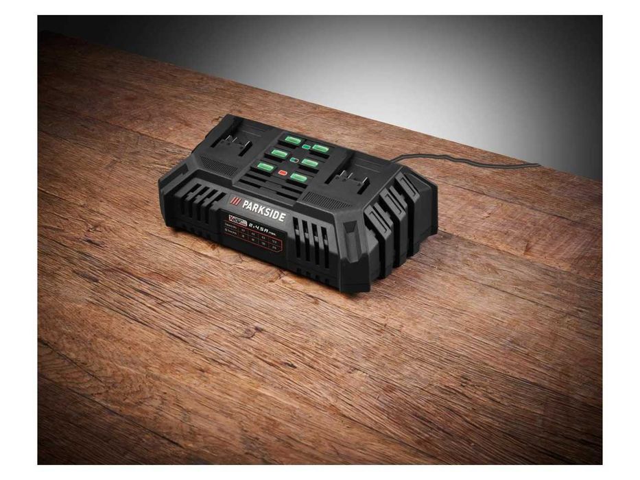 НОВИ! Двойно зарядно устройство Parkside PDSLG 20 B1 - за бързо зареждане на 20V батерии
