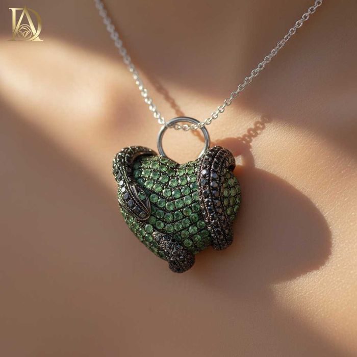 Нова Уникална Златна Висулка с 2.90кт Естествени Диаманти и Изумруди