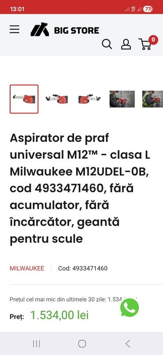 Milwaukee aspirator praf