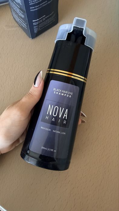 Черен оцветяващ шампоан - Nova Hair Black dye shampoo