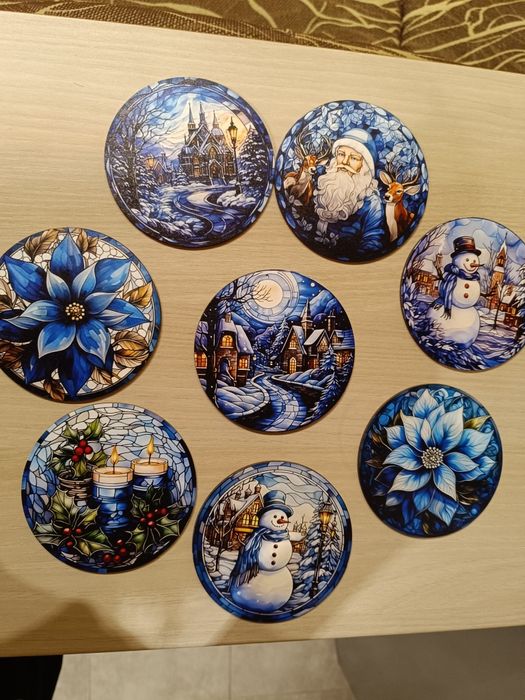 Коледни подложки за чаши, 8 бр., нови,