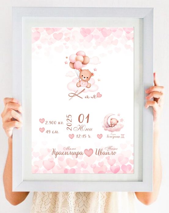 Бебешка визитка в рамка