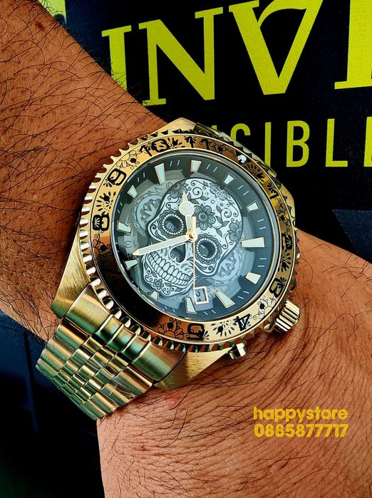 INVICTA Muertos Gold steel 44 mm, Инвикта нов ръчен часовник