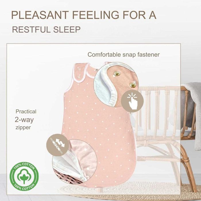 Sac de dormit cocoon bebe bebelusi, 50-56bumbac organic 1 tog. PREMIUM