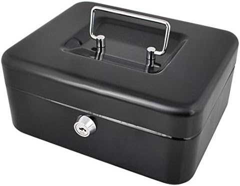 Cutie metalica pentru bani cu maner incuietoare si 2 chei 20x16x9 cm