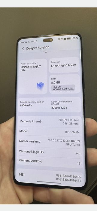 Honor magic 7 lite 5G 256 giga 8 giga rami nou la cutie dual sim.