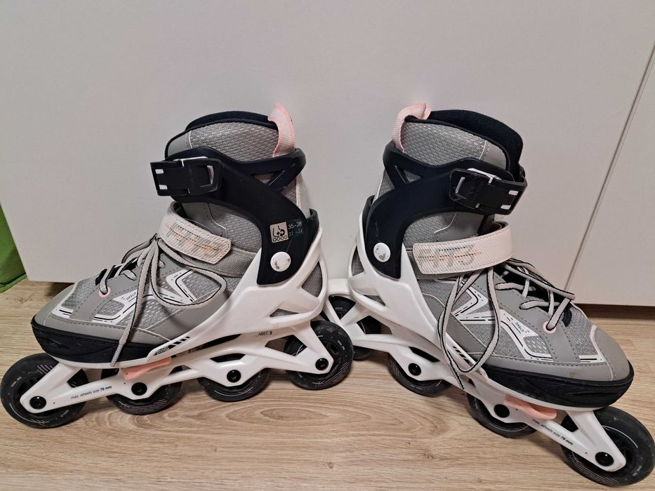 OXELO  ДЕТСКИ ФИТНЕС РОЛЕРИ FIT3, СВЕТЛОСИВИ