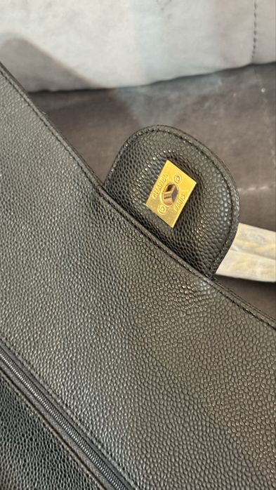 Poseta Chanel Large classic Caviar - full box/piele naturala/33 cm