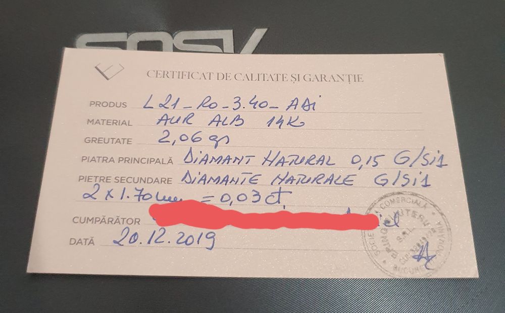 Inel logodna Sarah Aur alb cu 3 diamante naturale Si1.