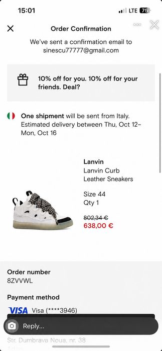 Lanvin Curb leather sneakers white and black