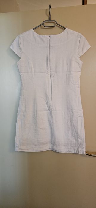 Бяла ленена рокля, S размер