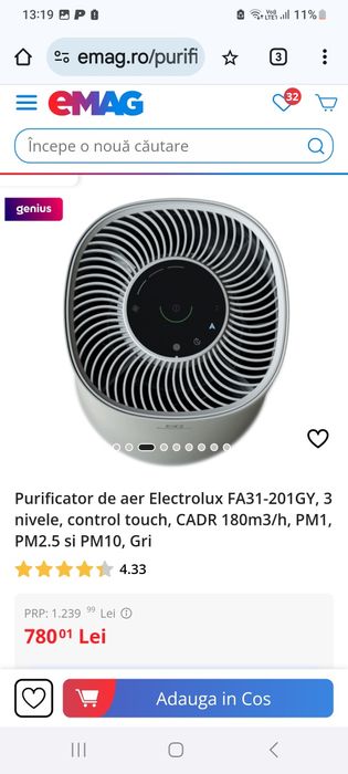 Vând purificator aer marca Electrolux