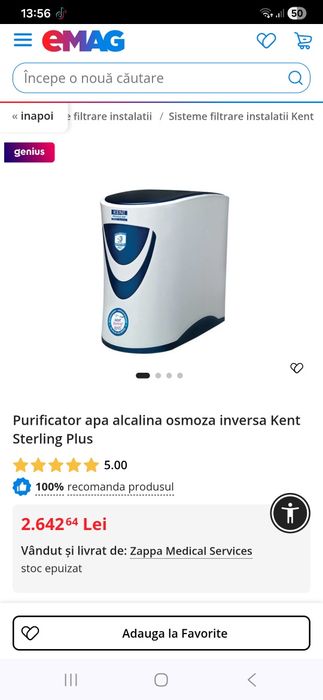 Kent purificator de apă alcalin osmoza inversă cu 7 trepte de filtrare