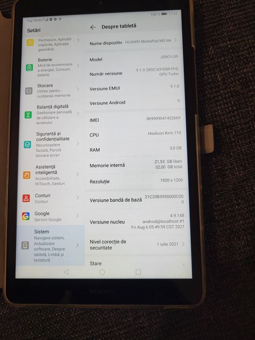 Vând  Tableta Huawei Mediapad M5 lite (8.0 inch) ca si noua