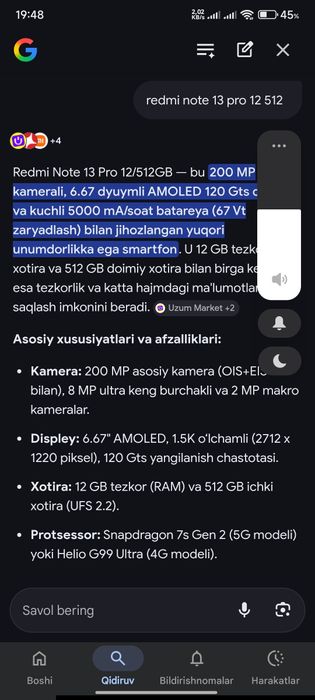 Redmi note 13pro ozu 12+12  xotir 512