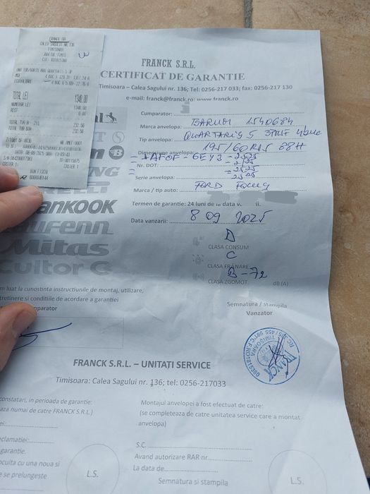 Oferta genti + cauciucuri ford focus