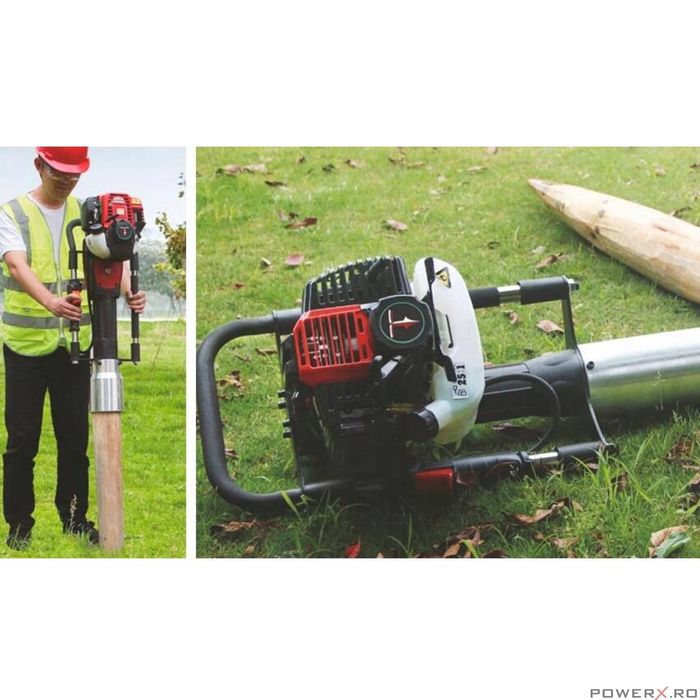 Masina batut si infip stalpi gard, pe benzina, motor in 2 timpi,