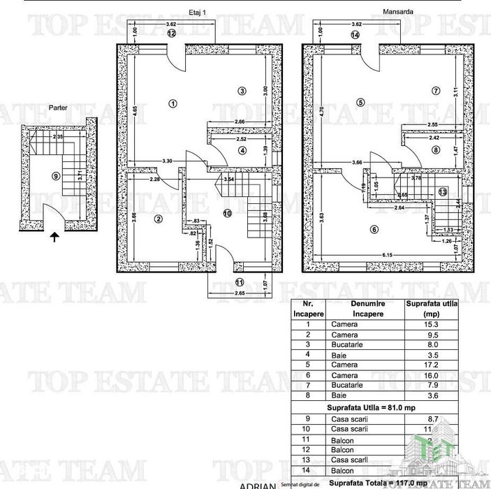 Apartament 4 camere tip duplex+parcare in Varteju-Magurele