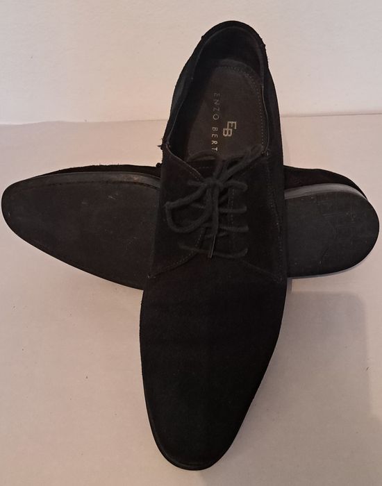 Pantofi eleganti bărbati din piele naturală antilopă (piele intoarsa) ENZO BERTINI Negru Velur Mărimea 42