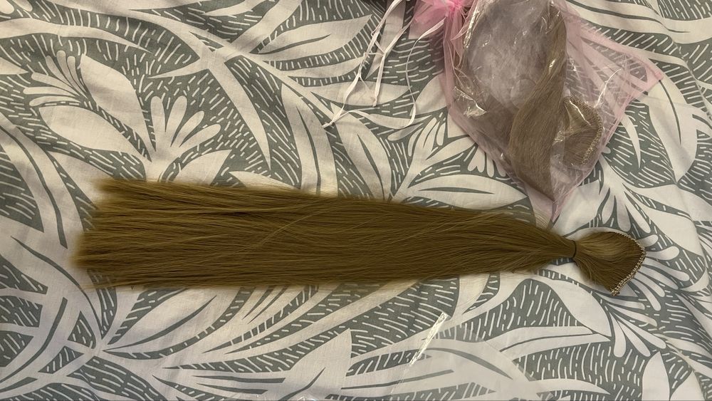 Естествен Косъм екстеншъни - медено русо 60см