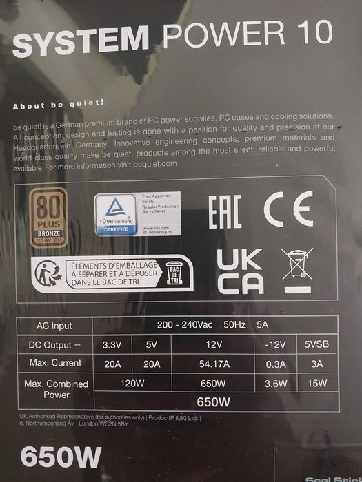 Be Quiet! System Power 10, 650W 80+Bronze