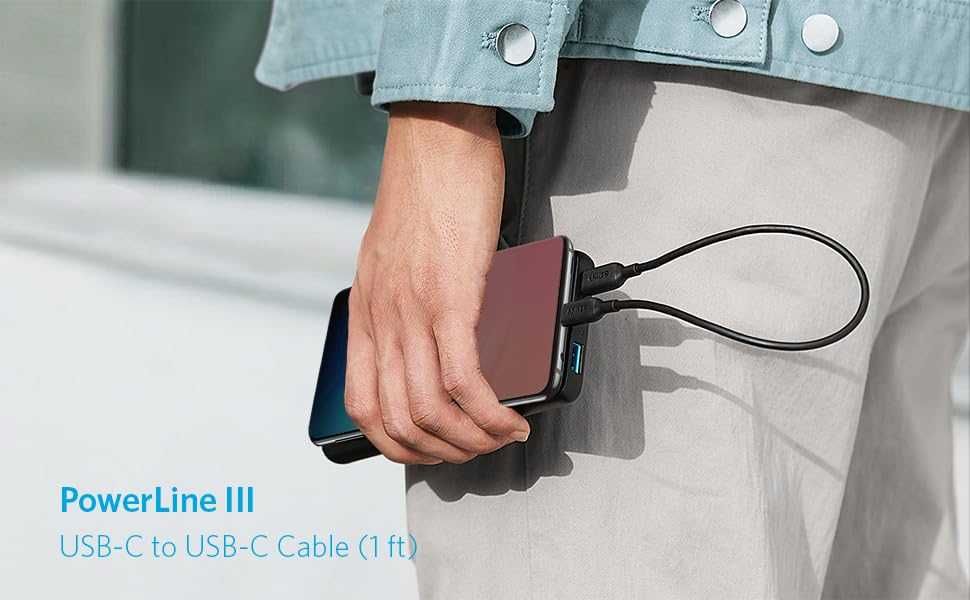 Anker PowerLine III USB-C към USB-C кабел, 60W,30cm дължина