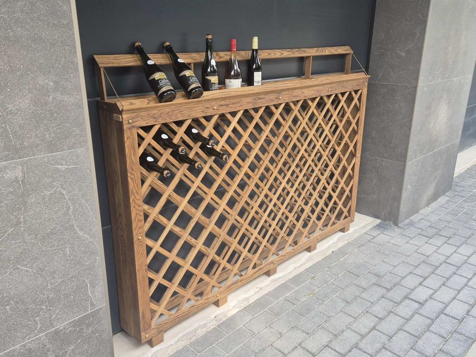Стелаж за вино, дъб, ръчна изработка.