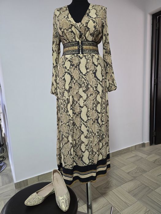 Balerini snake print din piele naturala moale, talpa usoara;