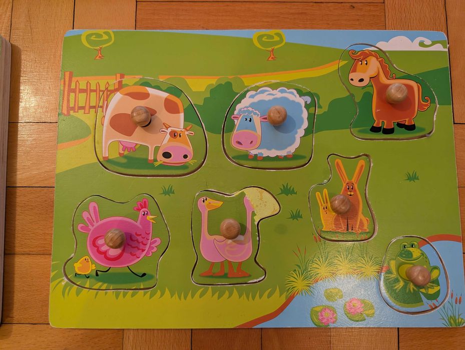 Joc labirint cu bile si magneti montessori din lemn + puzzle lemn