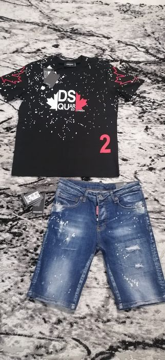 Set tricou și pantaloni scurți jeanși