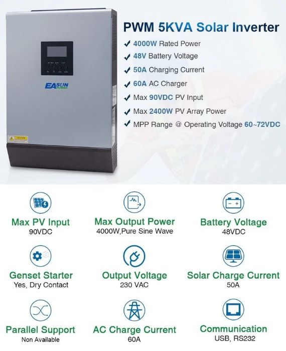 Invertor hibrid panouri fotovoltaice 5kva 5000 w