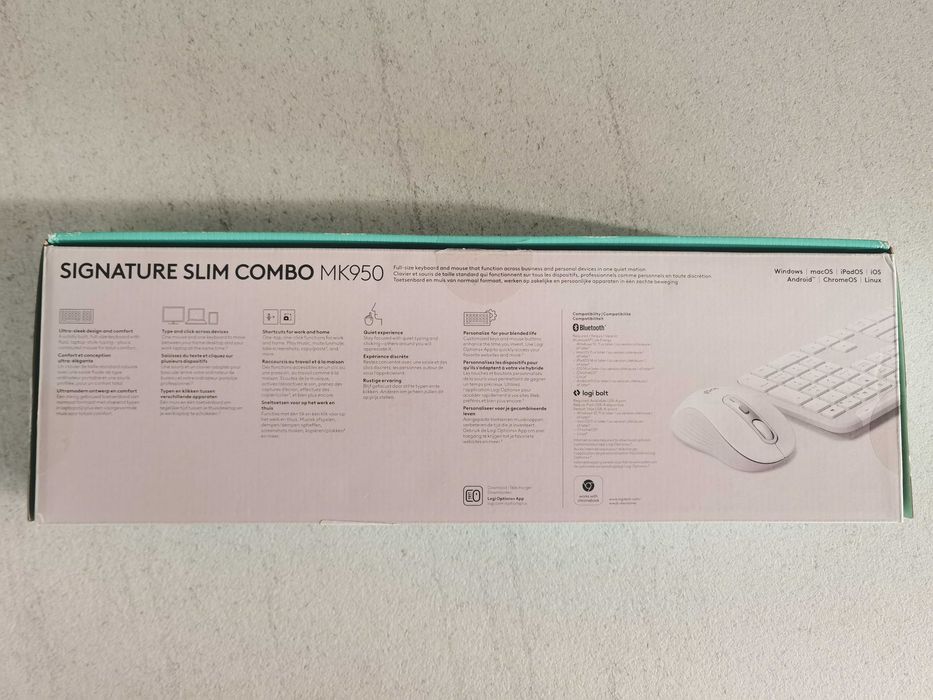 Клавиатура и мишка-комплект Logitech MK 950 Slim Combo WHITE НОВИ-2г.