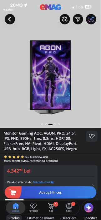 Monitor Agon 390hz