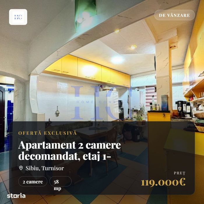 Apartament 2 camere decomandat, etaj 1- Zona Turnisor