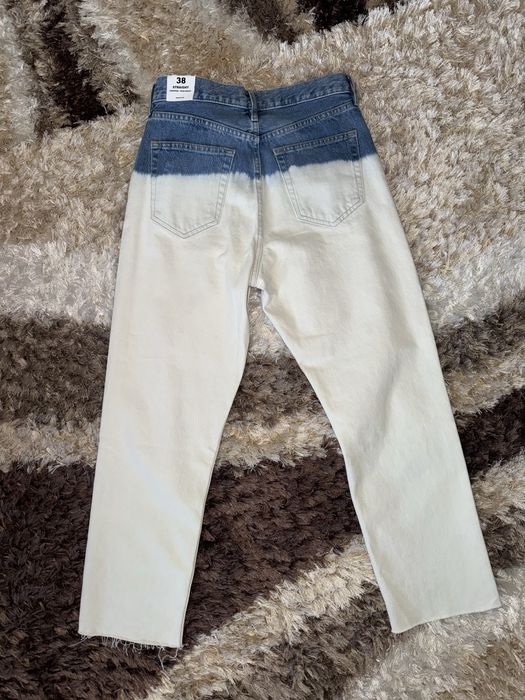 Blugi noi Mango alb cu albastru