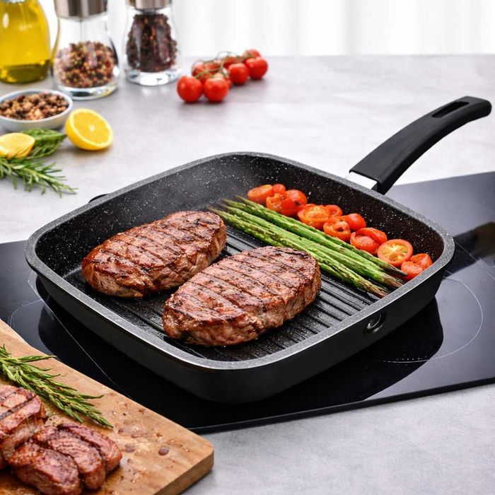 Tigaie grill patrata Royalty Line 24 cm fara capac